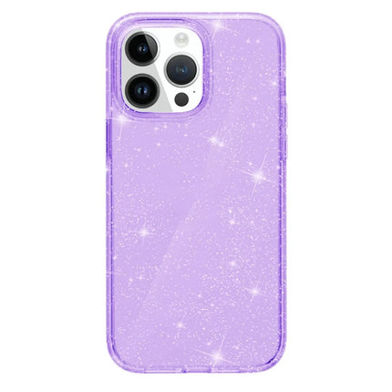 For iPhone 13 Pro Max Clear Sparkly Powder Glitter Shiny Soft TPU + Hard PC Back Cover