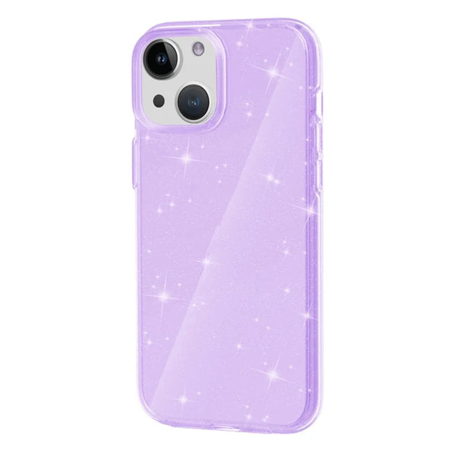 For iPhone 13 mini Clear Sparkly Powder Glitter Shiny Soft TPU + Hard PC Back Cover