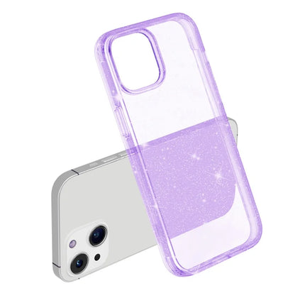 For iPhone 13 mini Clear Sparkly Powder Glitter Shiny Soft TPU + Hard PC Back Cover