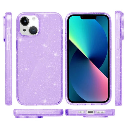 For iPhone 13 mini Clear Sparkly Powder Glitter Shiny Soft TPU + Hard PC Back Cover