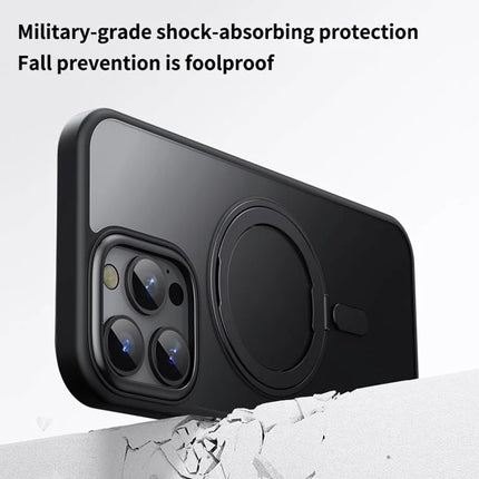 For iPhone 16 Pro Max Case Compatible with MagSafe TPU+Acrylic+Metal Kickstand Matte Phone Cover