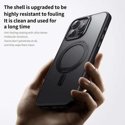 For iPhone 16 Pro Max Case Compatible with MagSafe TPU+Acrylic+Metal Kickstand Matte Phone Cover