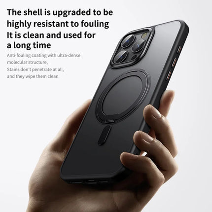 For iPhone 16 Pro Max Case Compatible with MagSafe TPU+Acrylic+Metal Kickstand Matte Phone Cover