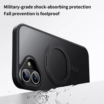 For iPhone 16 Plus Case Compatible with MagSafe TPU+Acrylic+Metal Kickstand Matte Phone Cover