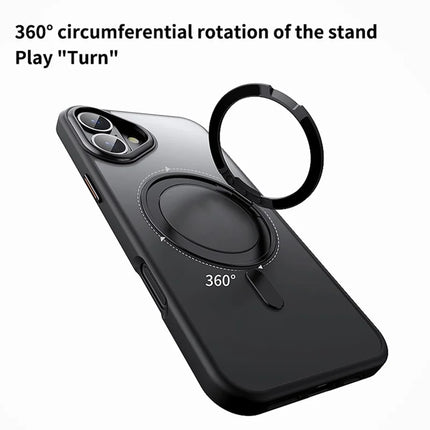 For iPhone 16 Plus Case Compatible with MagSafe TPU+Acrylic+Metal Kickstand Matte Phone Cover
