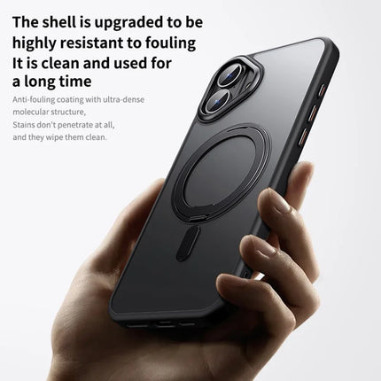 For iPhone 16 Plus Case Compatible with MagSafe TPU+Acrylic+Metal Kickstand Matte Phone Cover