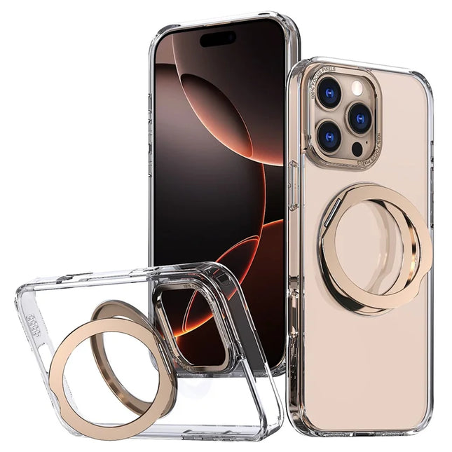 For iPhone 16 Pro Max Case Compatible with MagSafe TPU+Acrylic Kickstand Phone Cover - Gold