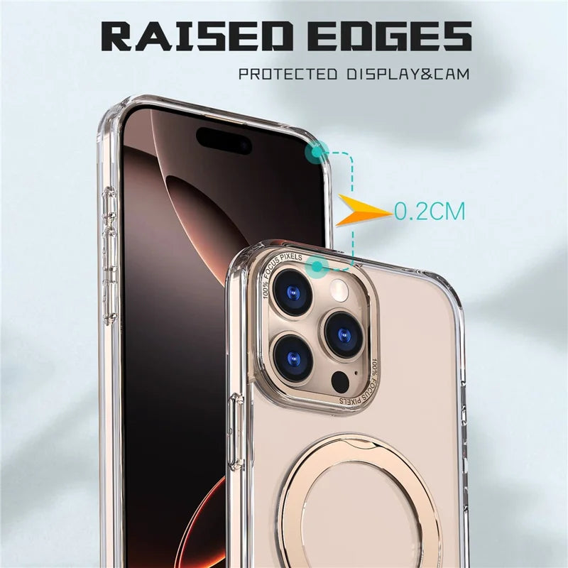 ShopCaseCart Stylish Kickstand iPhone 16 Pro Max Protective cover Compatible with MagSafe TPU+Acrylic Kickstand Phone Guard