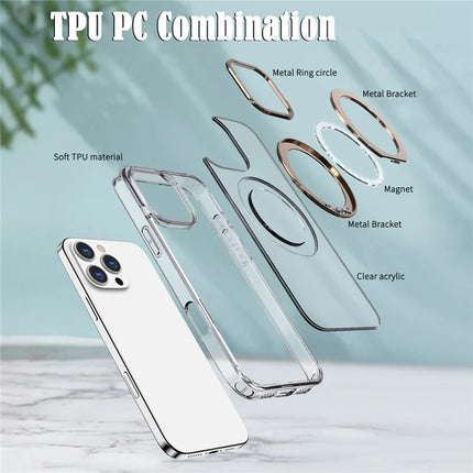 For iPhone 16 Pro Max Case Compatible with MagSafe TPU+Acrylic Kickstand Phone Cover