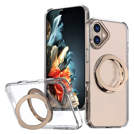 For iPhone 16 Plus Case Compatible with MagSafe TPU+Acrylic Kickstand Phone Cover - Gold