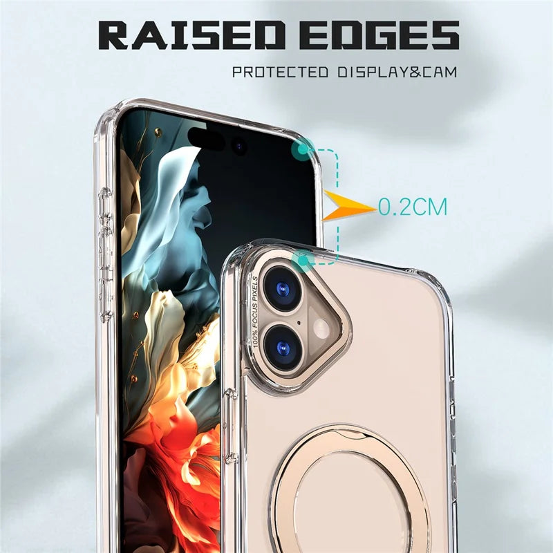 ShopCaseCart Stylish Kickstand iPhone 16 Protective cover Compatible with MagSafe TPU+Acrylic Kickstand Phone Guard