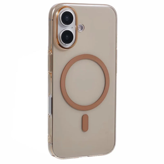 X-LEVEL For iPhone 16 Plus Magnetic Case Slim Shockproof Hard PC Clear Phone Cover - Titanium Gold