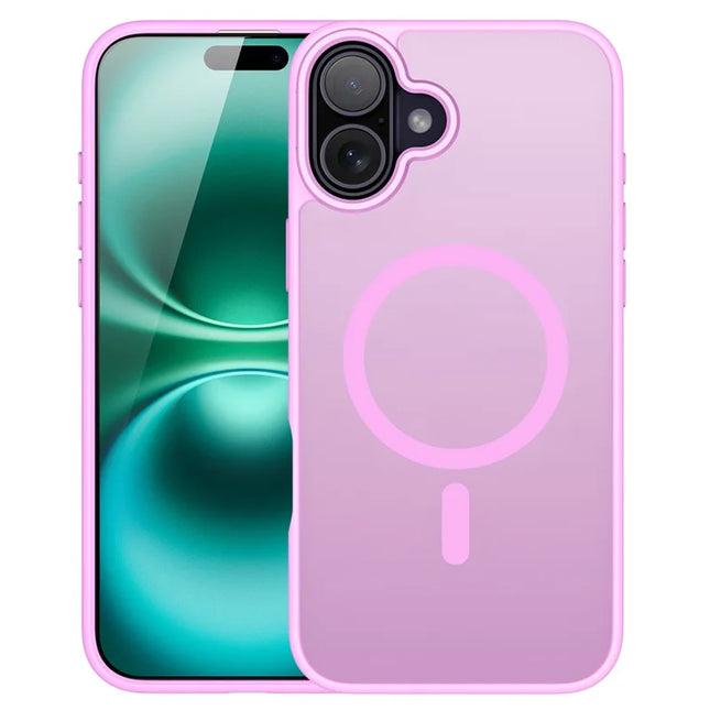 DUX DUCIS Yind Series For iPhone 16 Plus Case Compatible with MagSafe PC+TPU Matte Phone Cover - Rose Pink