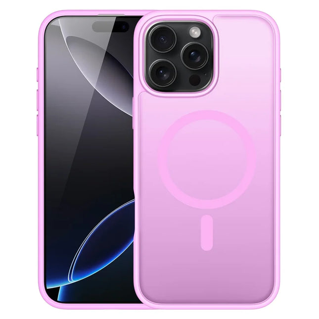 DUX DUCIS Yind Series For iPhone 16 Pro Max Magnetic Case TPU Frame Matte PC Back Phone Cover - Rose Pink