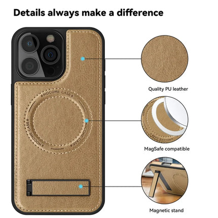 For iPhone 16 Pro Max Magnetic Case Leather Kickstand Phone Cover Compatible with MagSafe