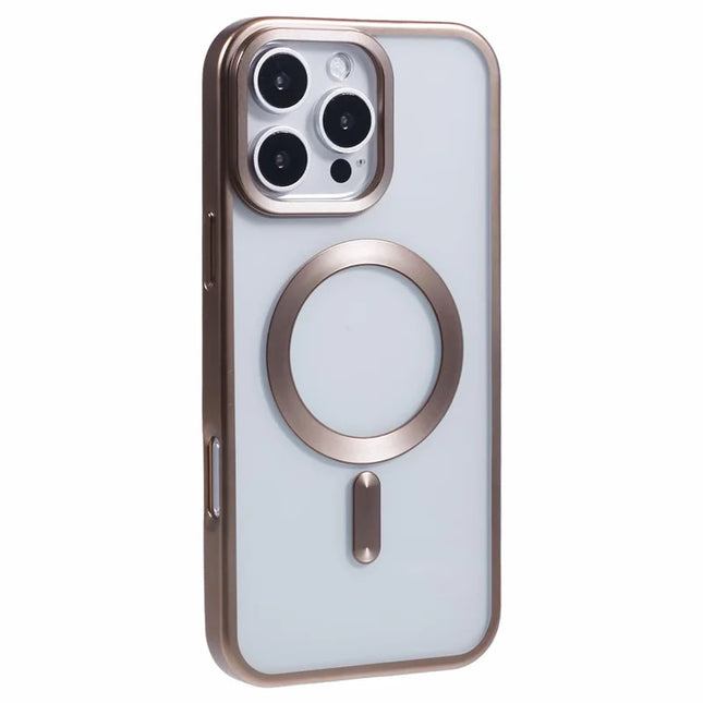 For iPhone 16 Pro Max Case Matte Electroplating Phone Cover Compatible with MagSafe - Desert Gold