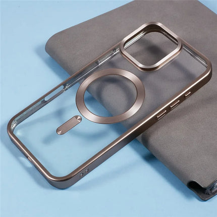 For iPhone 16 Pro Max Case Matte Electroplating Phone Cover Compatible with MagSafe