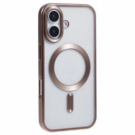 For iPhone 16 Plus Case Matte Electroplating Phone Cover Compatible with MagSafe - Desert Gold