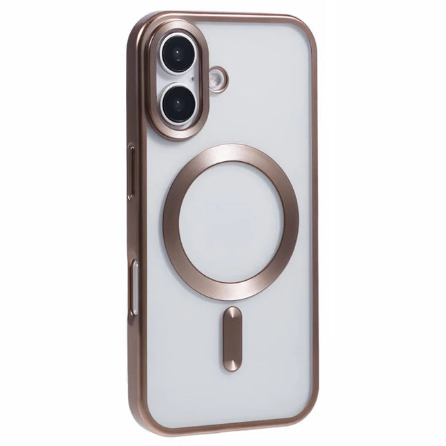 For iPhone 16 Plus Case Matte Electroplating Phone Cover Compatible with MagSafe - Desert Gold