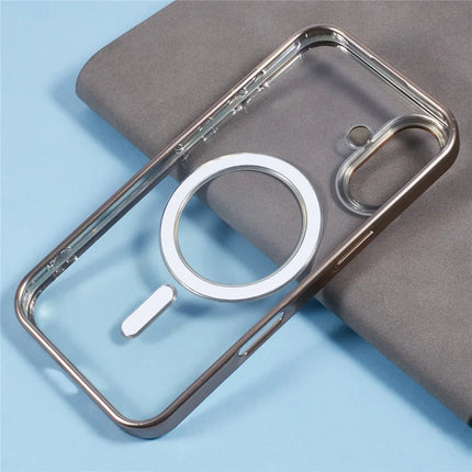 For iPhone 16 Plus Case Matte Electroplating Phone Cover Compatible with MagSafe
