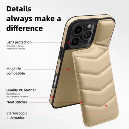 For iPhone 16 Pro Max Case Compatible with MagSafe RFID Blocking Card Slot Leather Back Cover
