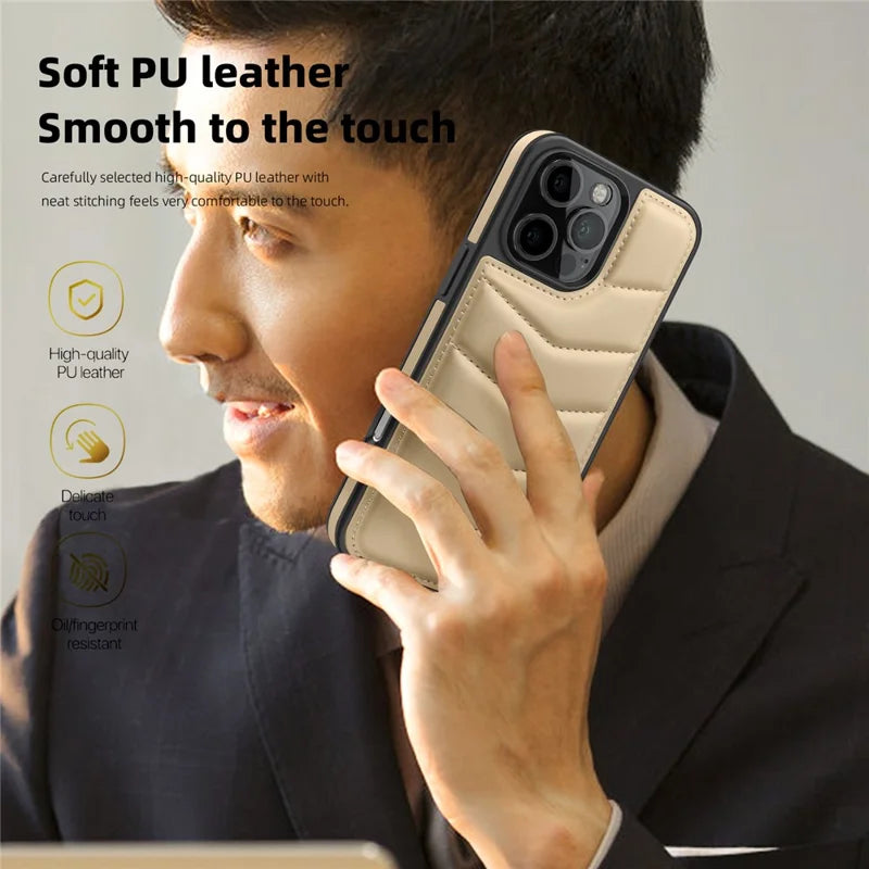 ShopCaseCart Premium Elegant iPhone 16 Pro Max Protective cover Compatible with MagSafe RFID Blocking Card Slot Leather Back Guard