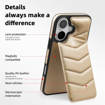For iPhone 16 Case Compatible with MagSafe RFID Blocking Card Slot Leather Back Cover
