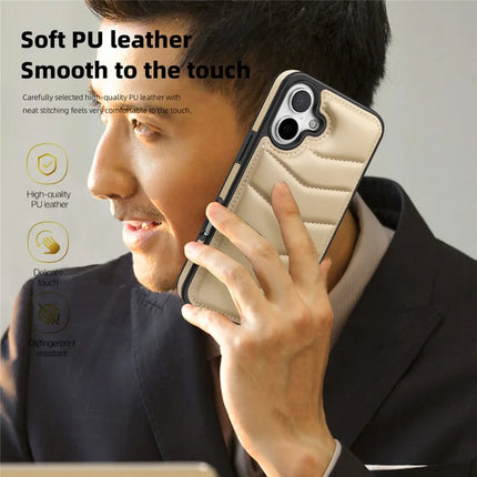 For iPhone 16 Case Compatible with MagSafe RFID Blocking Card Slot Leather Back Cover