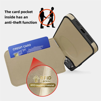For iPhone 16 Plus Case Compatible with MagSafe RFID Blocking Card Slot Leather Back Cover