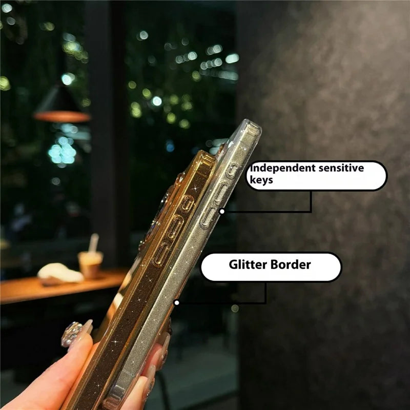 ShopCaseCart Slim Lightweight iPhone 16 Pro Protective cover IMD Sparkle Sequin PC+TPU Impact-resistant Phone Guard