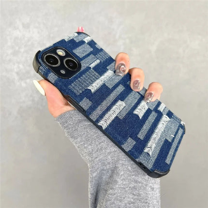 For iPhone 14 Case Denim Feel TPU+Cloth Anti-Scratch Phone Cover