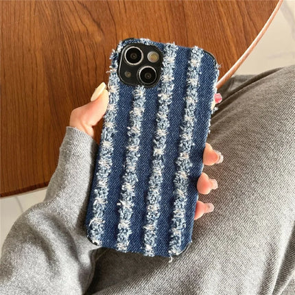 For iPhone 14 Case Denim Feel TPU+Cloth Anti-Scratch Phone Cover