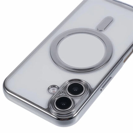 For iPhone 16 Plus Case Compatible with MagSafe Electroplating TPU Cellphone Protector with Long Lanyard