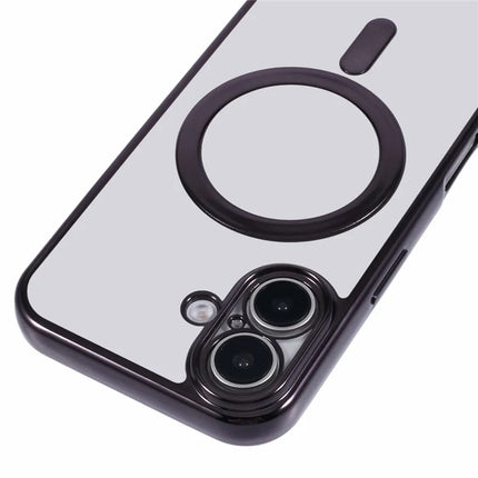 For iPhone 16 Plus Case Compatible with MagSafe Electroplating TPU Cellphone Protector with Long Lanyard