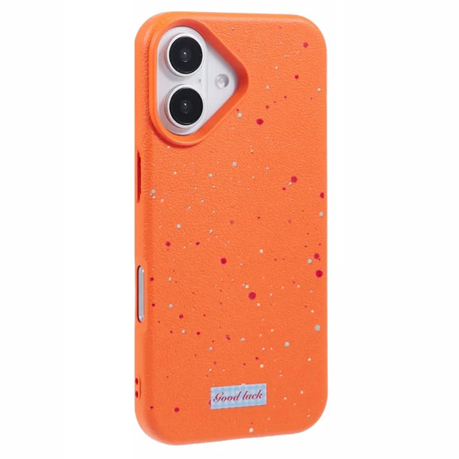For iPhone 16 Plus Case TPU Splatter Paint Phone Cover - Orange