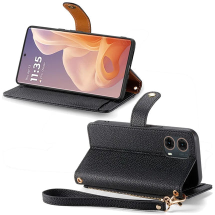 For Motorola Moto G85 5G / S50 Neo 5G Case RFID Blocking Zipper Pocket Leather Wallet Phone Cover