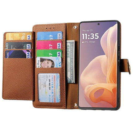 For Motorola Moto G85 5G / S50 Neo 5G Case RFID Blocking Zipper Pocket Leather Wallet Phone Cover