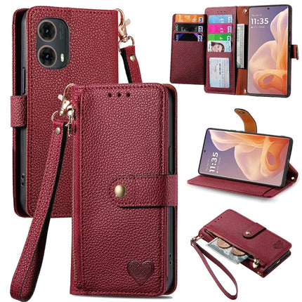 For Motorola Moto G85 5G / S50 Neo 5G Case RFID Blocking Zipper Pocket Leather Wallet Phone Cover - Red