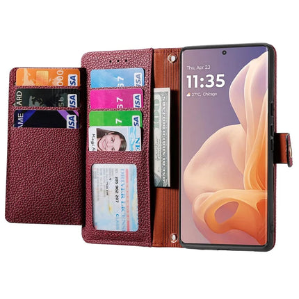 For Motorola Moto G85 5G / S50 Neo 5G Case RFID Blocking Zipper Pocket Leather Wallet Phone Cover