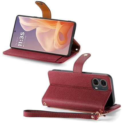 For Motorola Moto G85 5G / S50 Neo 5G Case RFID Blocking Zipper Pocket Leather Wallet Phone Cover