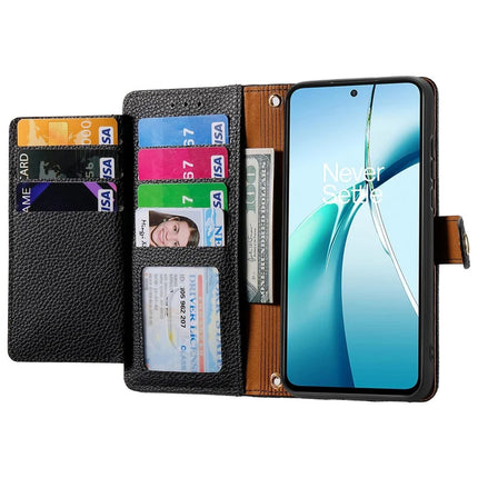 For OnePlus Nord CE4 Lite 5G / Oppo K12x 5G (China) Case RFID Blocking Zipper Pocket Leather Wallet Phone Cover