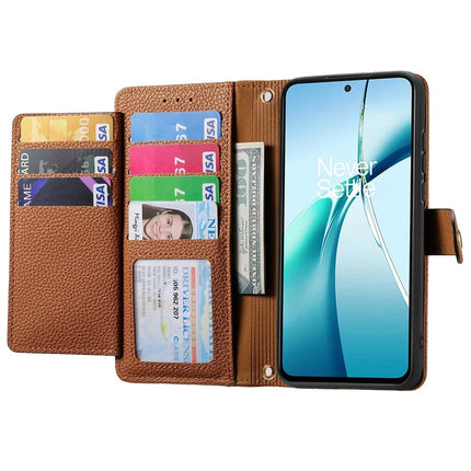 For OnePlus Nord CE4 Lite 5G / Oppo K12x 5G (China) Case RFID Blocking Zipper Pocket Leather Wallet Phone Cover