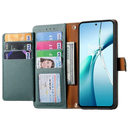 For OnePlus Nord CE4 Lite 5G / Oppo K12x 5G (China) Case RFID Blocking Zipper Pocket Leather Wallet Phone Cover