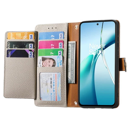 For OnePlus Nord CE4 Lite 5G / Oppo K12x 5G (China) Case RFID Blocking Zipper Pocket Leather Wallet Phone Cover