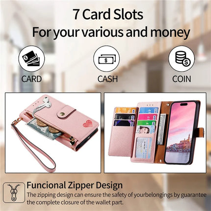 For OnePlus Nord CE4 Lite 5G / Oppo K12x 5G (China) Case RFID Blocking Zipper Pocket Leather Wallet Phone Cover