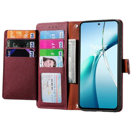 For OnePlus Nord CE4 Lite 5G / Oppo K12x 5G (China) Case RFID Blocking Zipper Pocket Leather Wallet Phone Cover