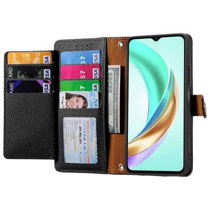For Honor X6b 4G Case RFID Blocking Zipper Pocket Leather Wallet Phone Cover