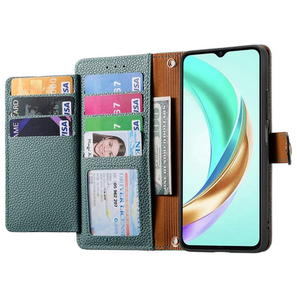 For Honor X6b 4G Case RFID Blocking Zipper Pocket Leather Wallet Phone Cover
