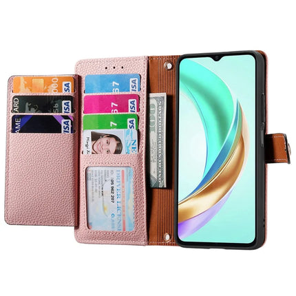 For Honor X6b 4G Case RFID Blocking Zipper Pocket Leather Wallet Phone Cover