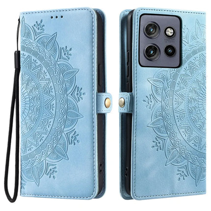 Style 016 For Motorola Edge 50 Neo 5G / Moto S50 5G / Thinkphone 25 5G Case Skin Feel Totem Imprinted Wallet Leather Phone Cover - Lake Blue